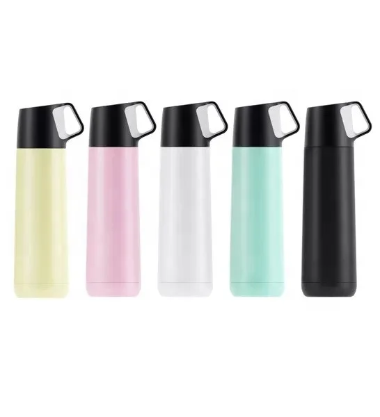 

CE 500ml Yellow Double Wall Insulated Stainless Steel Water Vacuum Bottle with Cup Cap, Color