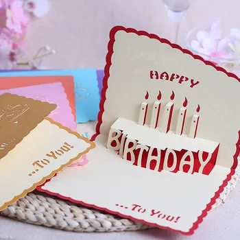 New Arrive 3d Cake Pop Up Handmade Birthday Cards 