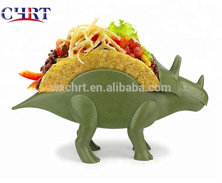 

CHRT Dinosaur Novelty Taco Stand Party Plate Serveware Holds 2 Tacos Dinosaur Tacosaurus Taco Holder, Green;custom color