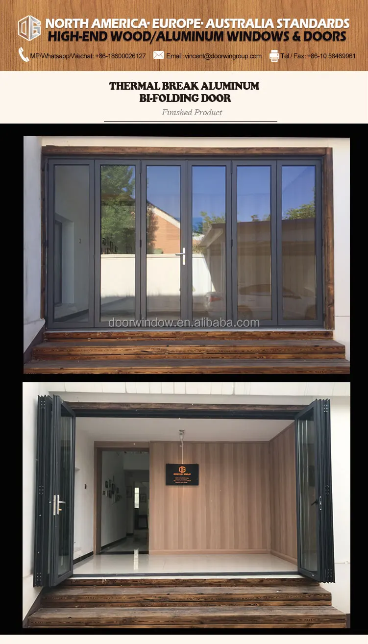 Popular Thermal Break Aluminum Glass Folding and Sliding Patio Door with great vision