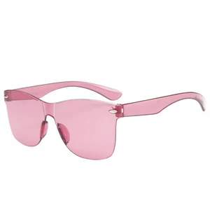 One Piece Rimless promotion Sunglasses Transparent Candy Color