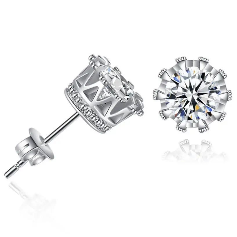 

2017 Unisex Trendy Earings CZ Crown Earring Gifts for men and women18K gold plated earring & Platinum Plated, N/a
