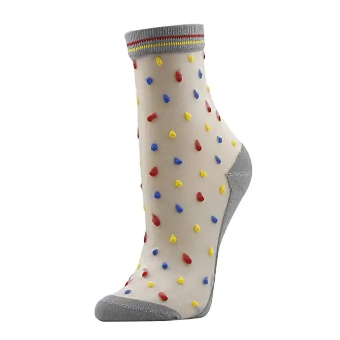 
Short Socks, Fun Pattern Silky Net Ultrathin Transparent Clear Nylon Ankle Dress Socks  (60780406176)