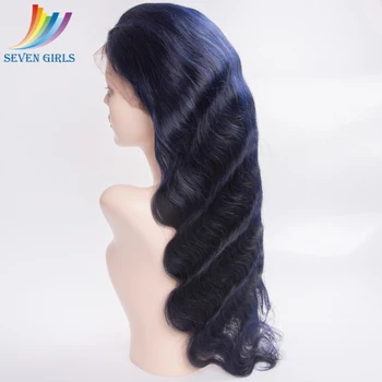 22 Inch Tubuh Gelombang Warna Biru Tua 10a Rambut Manusia Penuh Renda Wig Buy 22 Inch Biru Tua Penuh Renda Wig 10a Rambut Manusia Penuh Renda Wig