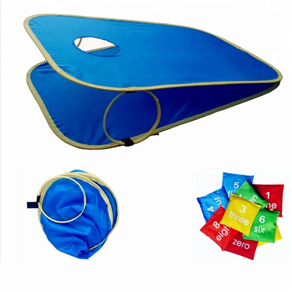 

Field Sport Game Cornhole Toss Set, Portable Indoor / Outdoor bean bag toss game with 8 sand bag 2 cornhole board, Blue or customized