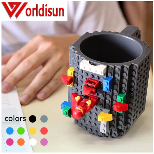 

Build-On Brick Mug Lego Type Building Blocks Coffee Cup DIY Block Puzzle Mug 12oz 350 ml Coffee Tea Beverage Mug Cup