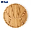 Wholesale 6 Divided Bamboo Round Restaurant Snack Tapas Serving Dish, Party Platters for Tea