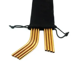 Image of Fast delivery OEM service 304 food grade stainless steel drinking straws metal straw set with brush