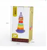 children wooden stacker tower toys family rainbow tower