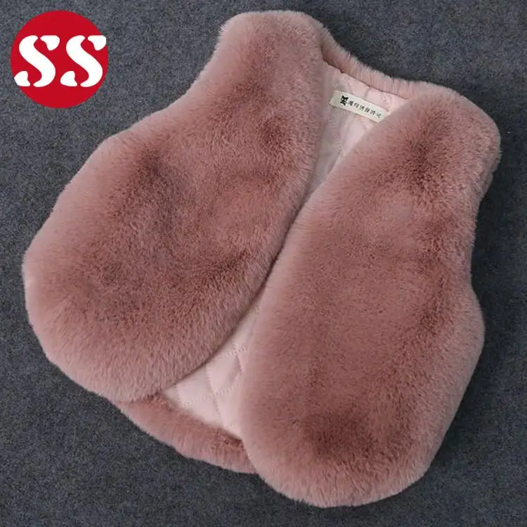 

winter girls faux rabbit fur vest soft hand feel