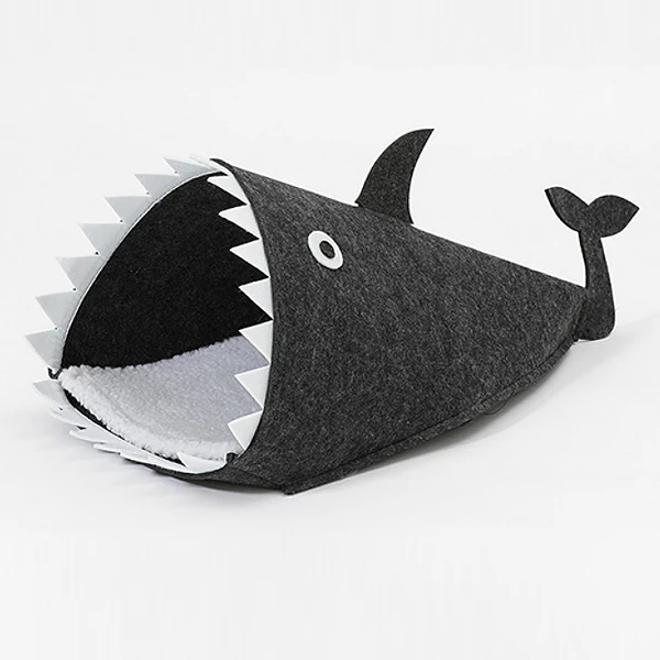 

Comfortable felt cat cave cat bed shark design custom portable pet house cozy cave dog bed, Optional