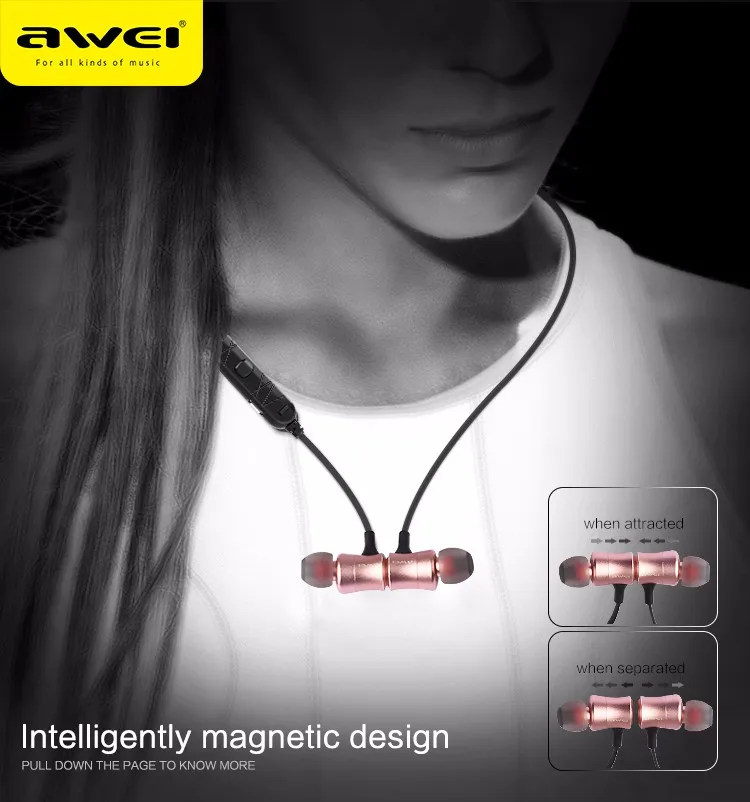 Awei A921BL Magnetic Fashion Hands free Stereo Wireless Bluetooth Earbuds