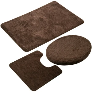 Image of Solid Color Contour Mat Lid Cover Non-Slip Tufted 3 pcs shower room floor bathroom mat with TPE Backing