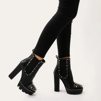 High Heel Ankle Boots,Leather Boots 