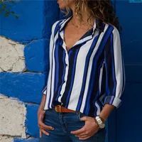 

Women Striped Button Blouse Casual Long Sleeve Blouses Shirts Elegant Office Lady Loose Shirt Tops Tunic Chemise Femme