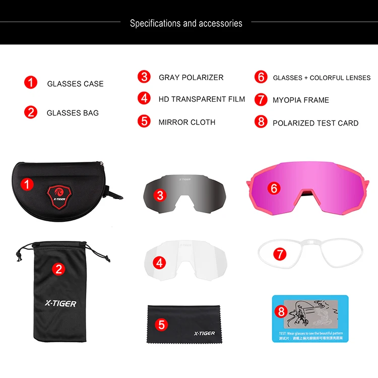 
X-TIGER Polarized Women Outdoor Sports With 3 Lens Cycling Sun Glasses Bicycle Goggles Men 