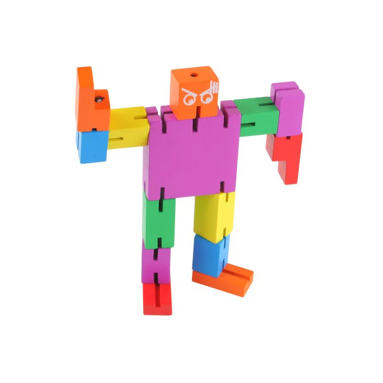Children's brain game wood blocks creative toys cube puzzle toy wooden robot