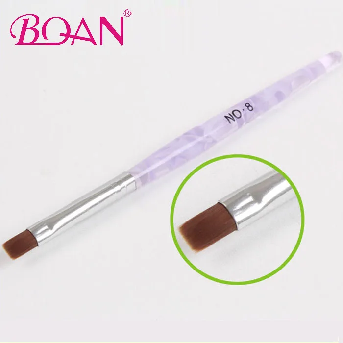 

Boqian Factory Direct Acrylic Handle UV Gel Nylon Nail Art Flat Brush