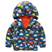 

Wholesale Autumn baby boy Hoodies Cartoon dinosaur printing baby boy waterproof jackets
