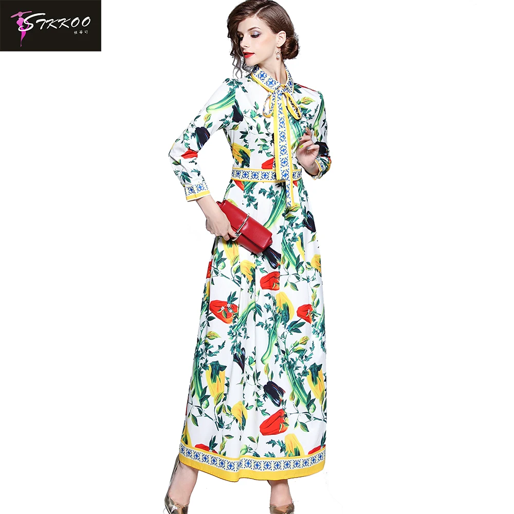 

Wholesale Turn Down Collar Print Maxi Dress