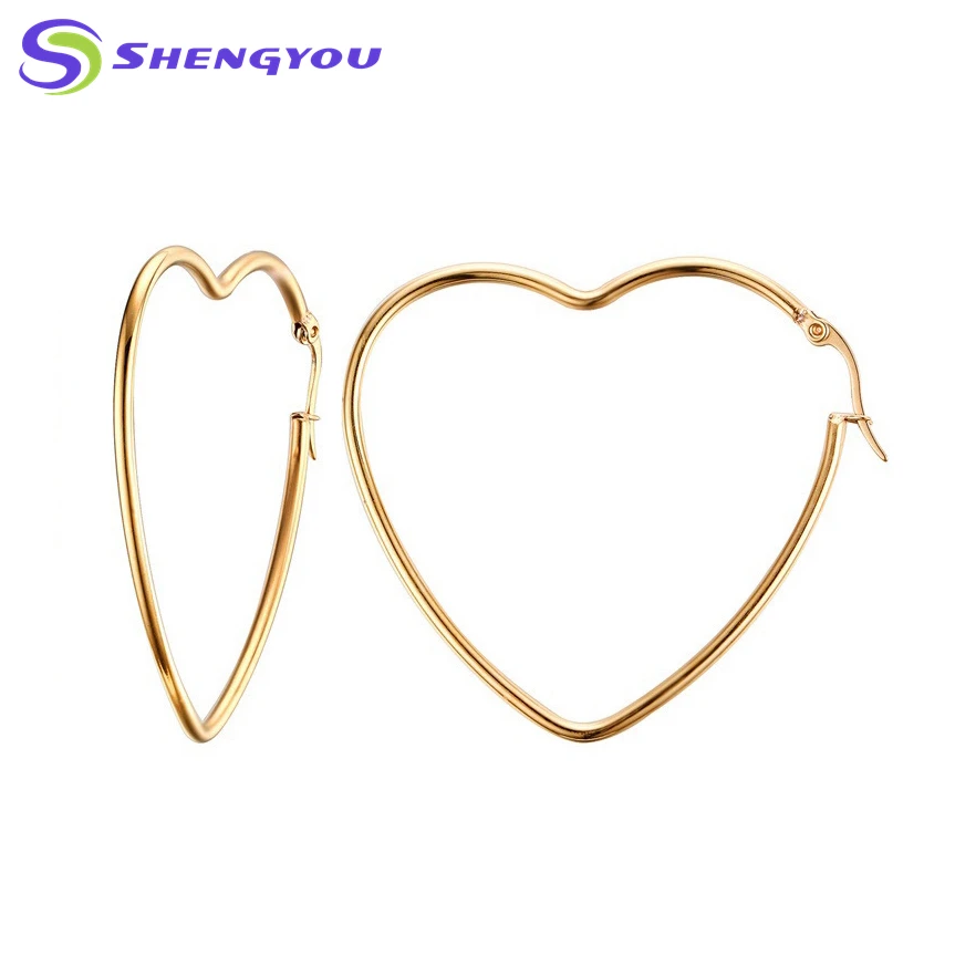 Fashion Dubai Gold Heart Shape Stud Earrings Women
