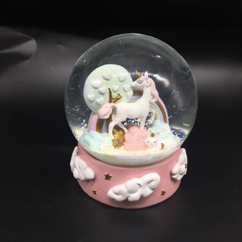 Custom Unicorn Snow Globe 150mm Big Water Musical Globe For Valentine's Day Gift - Buy Snow ...