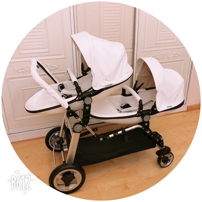 leather Hot Mom twin  brother  sixter baby stroller twins baby pram strolelr 3 in 1 can seat can lay easy fold
