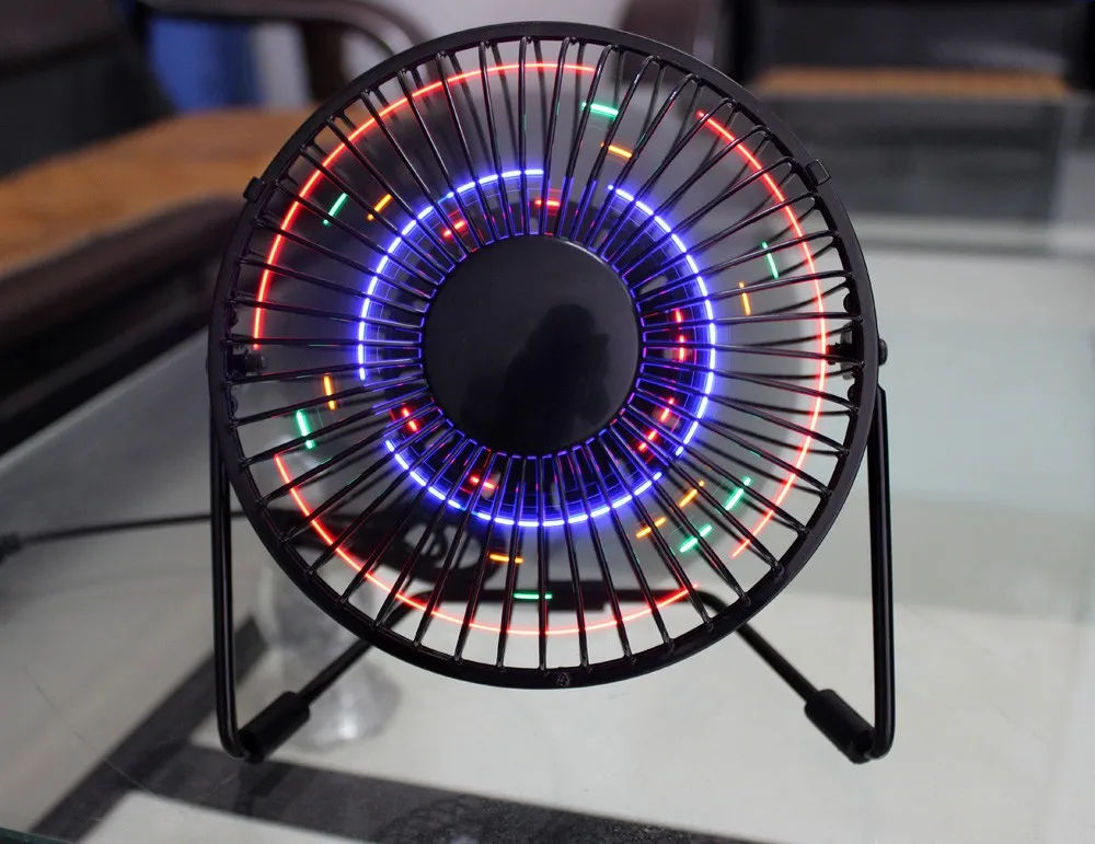 Desktop Usb Led Clock Fan Usb Light Fan Desk Message Fan With