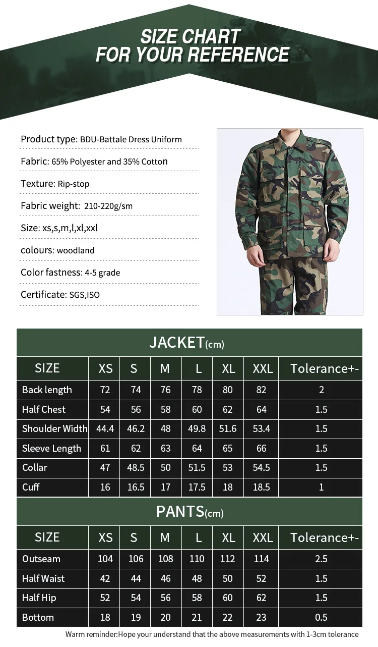 German Army Jacket Size Chart