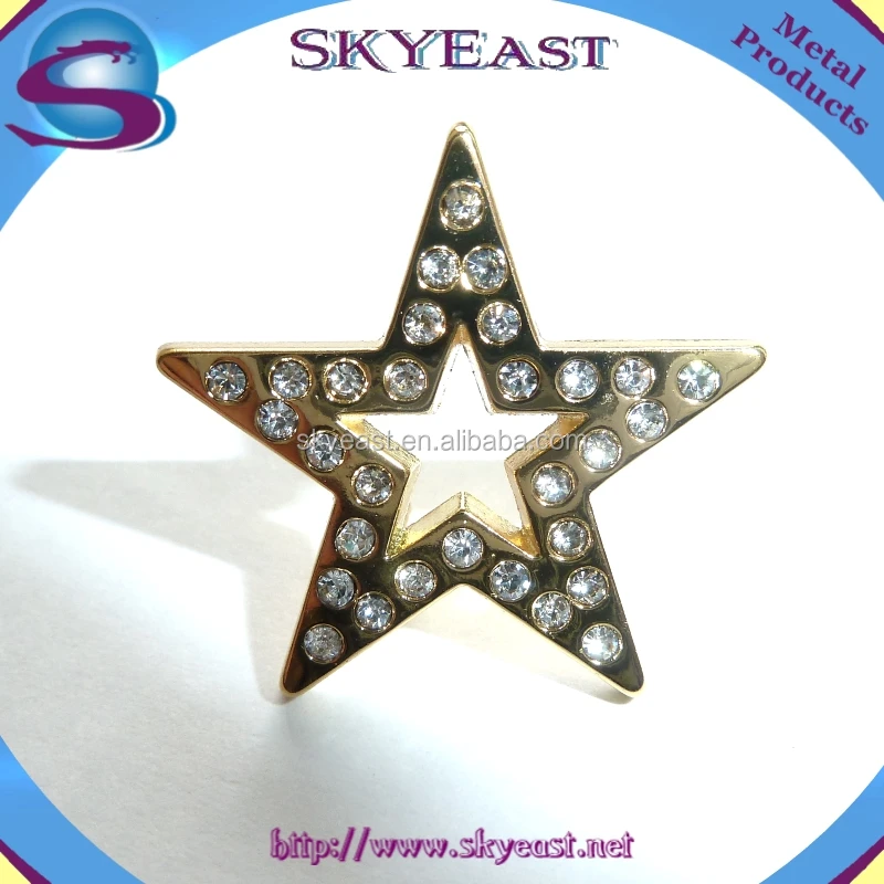 
Promotional Shiny Gold Star Shape Rhinestones Badge with Butterfly Clasp 
