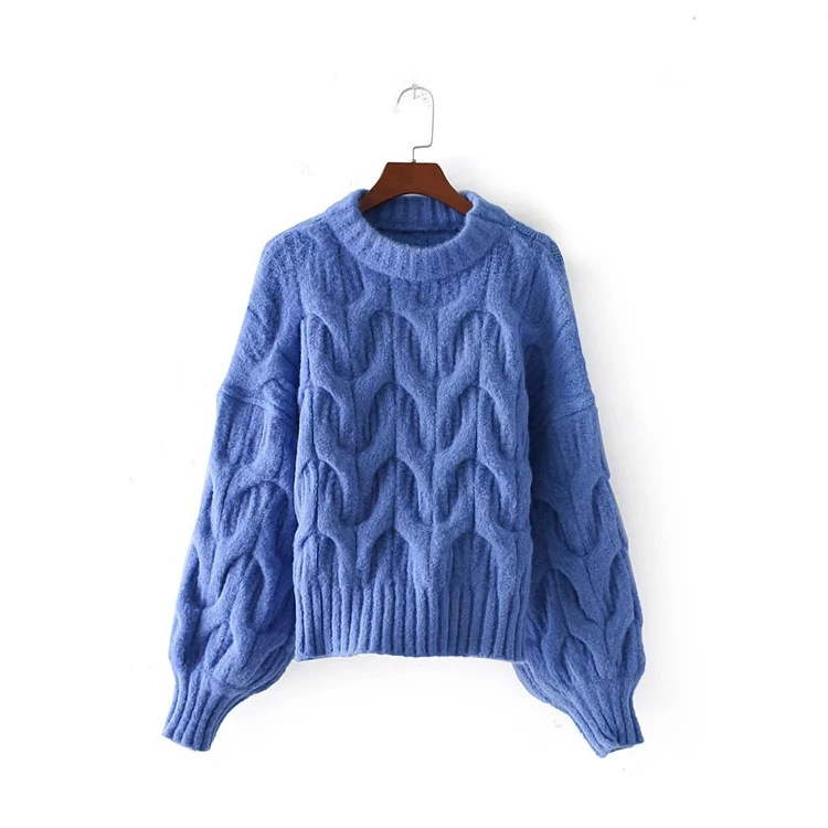 

2018 Women clothing heavy weight pullover 3D pattern custom knitted sweaters in winter, Caramel;yellow;white;blue