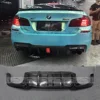 V Style Carbon Fiber Diffuser Rear Lip Bumper for BMW F10 M5 With LED light Pilot Lamp OLOTDI