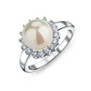 925 Sterling Silver Wedding Rainbow Effect Pearl Women Rings