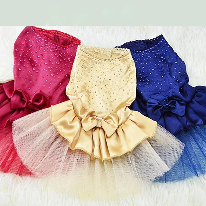 

Hot Selling Spring Summer Rhinestone Dog Princess Wedding Dress