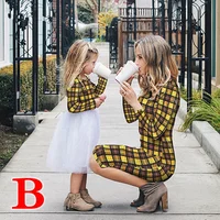 

Mother Daughter Dresses Matching Outfits Moms And Girls Clothes Long Sleeve Plaid Family Dress (this link for kids)