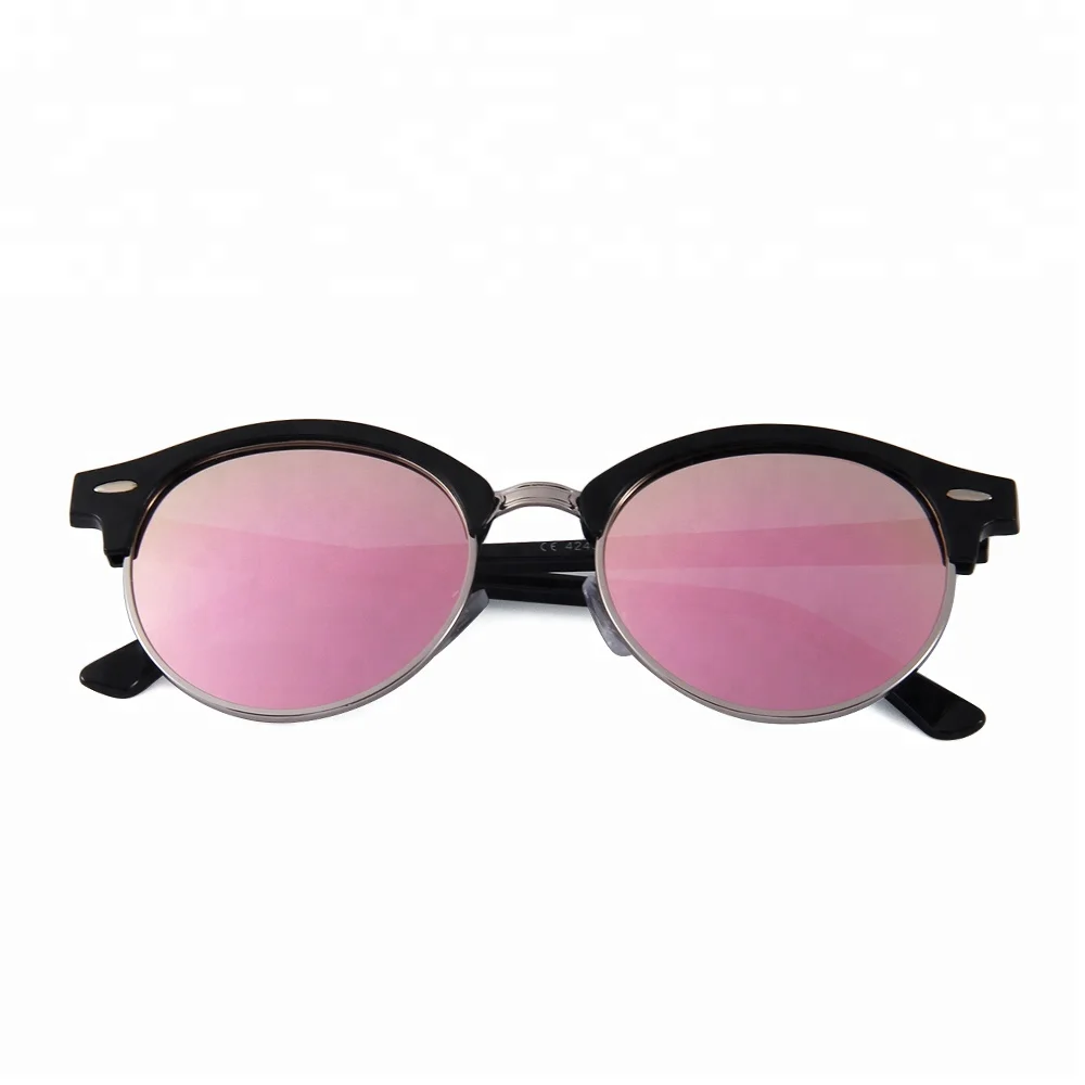 

Designer black plastic half frame round polarized sunglasses 2018, Custom colors