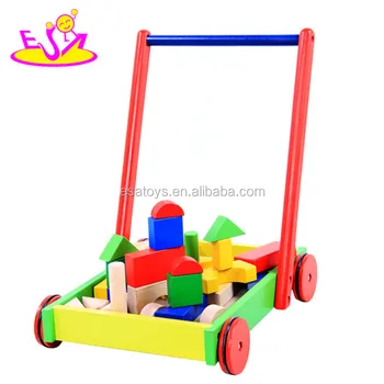 wooden push cart with blocks