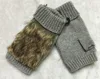 Fashion hot developed manufacturer new coming crochet wool acrylic women winter knitting half finger gloves with faux fur
