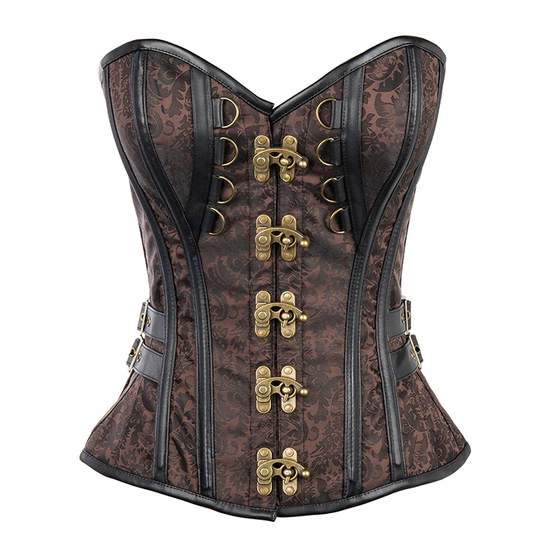 Corzzet Steampunk Brown Gothic Overbust Corsets And Bustiers Steel With