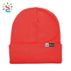 Hot sale plain winter beanies with faster shipment 100% acrylic cheap leather badge beanie hat