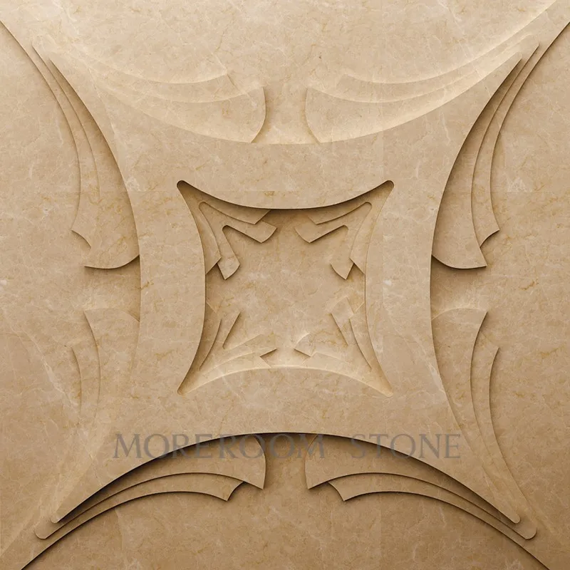ML-A005 Chinese Marble Beige Marble Stone Wall Tiles 3D decoration CNC Wall Panel Backed ceramic Tiles MOREROOM Stone-1.jpg