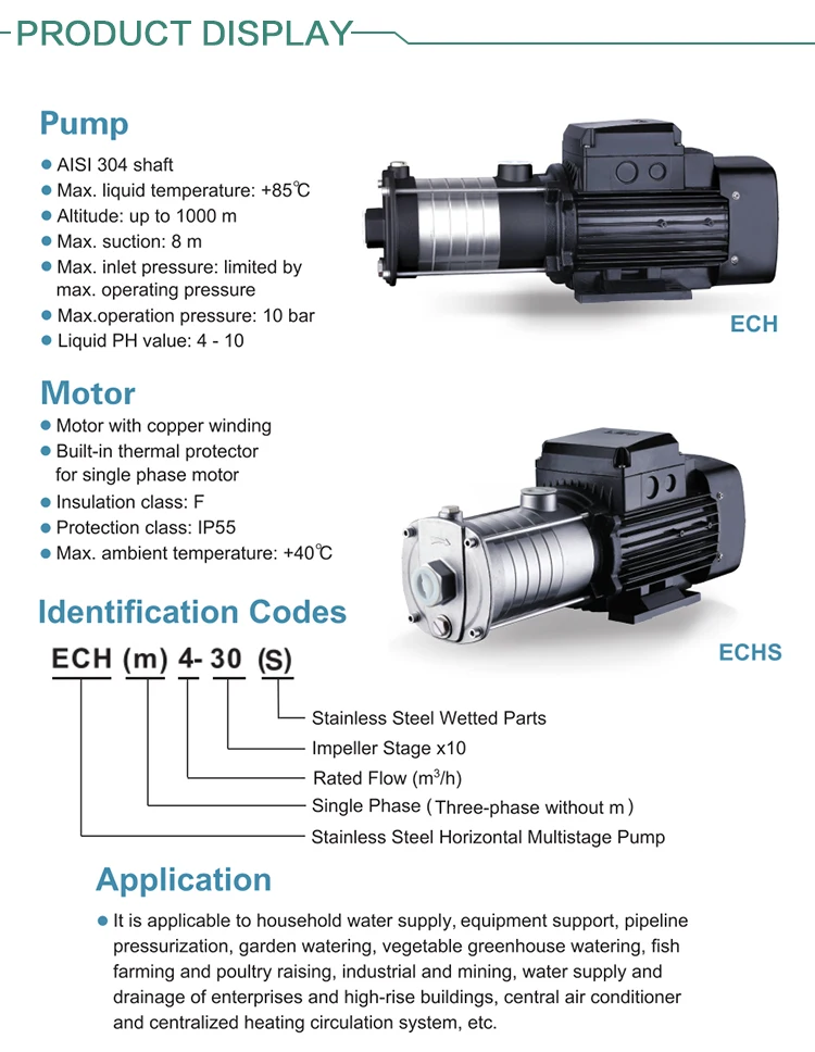 Leo 1.1kw 1.5hp Stainless Steel Horizontal Multistage Centrifugal Pump ...