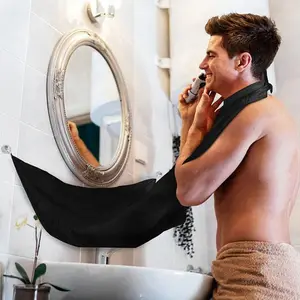 Image of Man Bathroom Apron Black Beard Care Trimmer Hair Shave Apron for Man Waterproof Floral Cloth Household Cleaning Protections