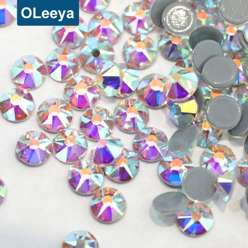 

OLeeya 2088 Quality Xirius 16 Cut Facets SS20 Crystal AB Hot Fix Rhinestone With German Glue For Clothing