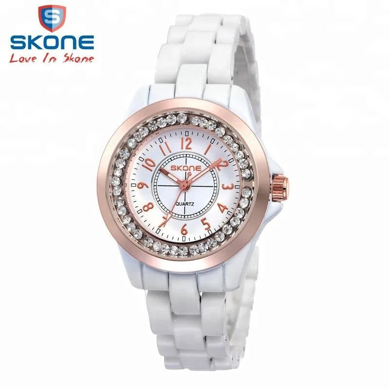 

Women ceramic Fashion Casual SKONE brand luxury quartz watches Lady wristwatches Girl Dress clock7242S, 4 colors