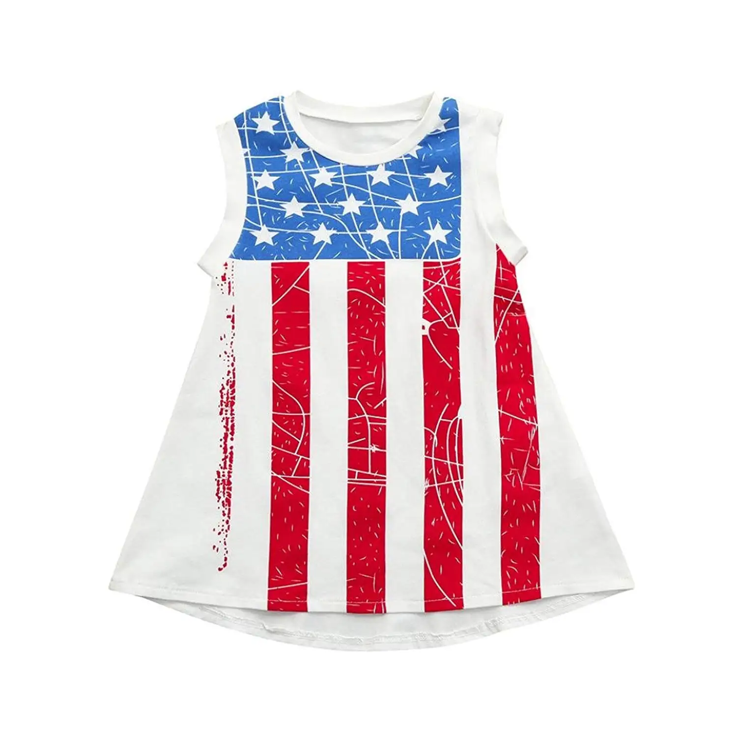 TiTCool Little Girls Sleeveless Dress, Girls Independence Day National Flag Print Dress Size 1-4T