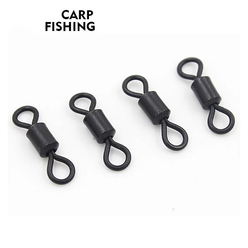 

100Pcs/Bag Europe Carp Fishing Swivels Connector Ring Fishing Accessories Reservoirs Carp Fishing Swivels 4# 1.6 cm*0.34 cm, Black