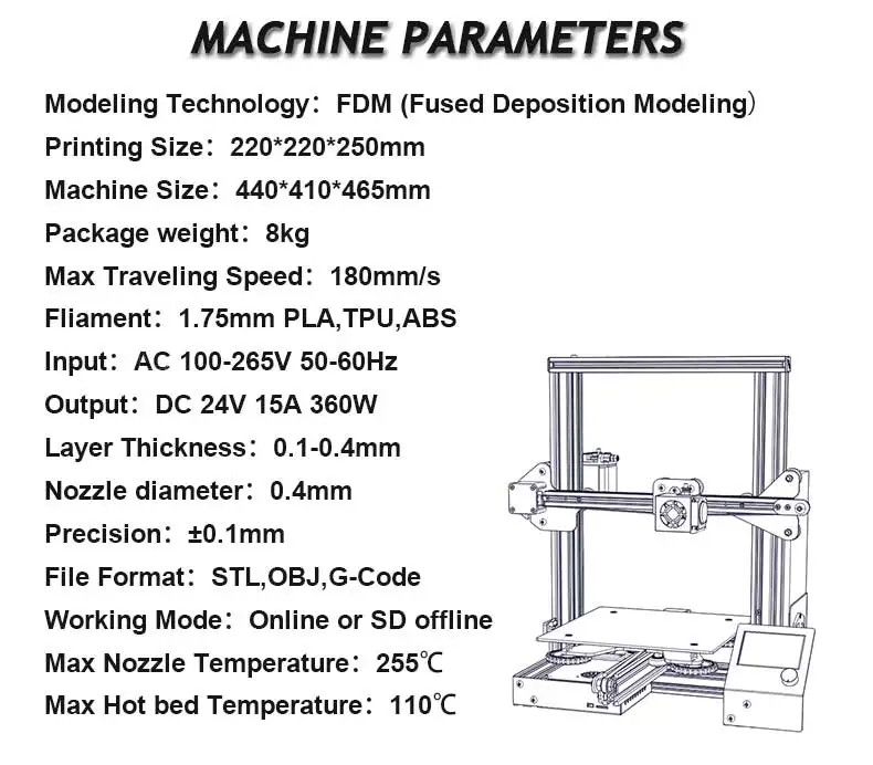 Ender 3 v2 размер стола