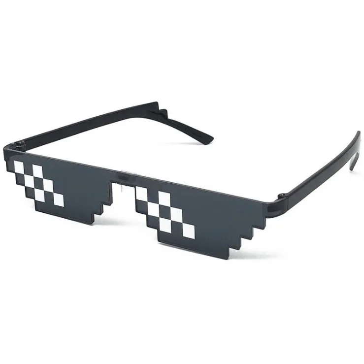 Vtg Style Pixel Sunglasses Green/Blue Pixelated Blocks 8 Bit Crafter Creeper 