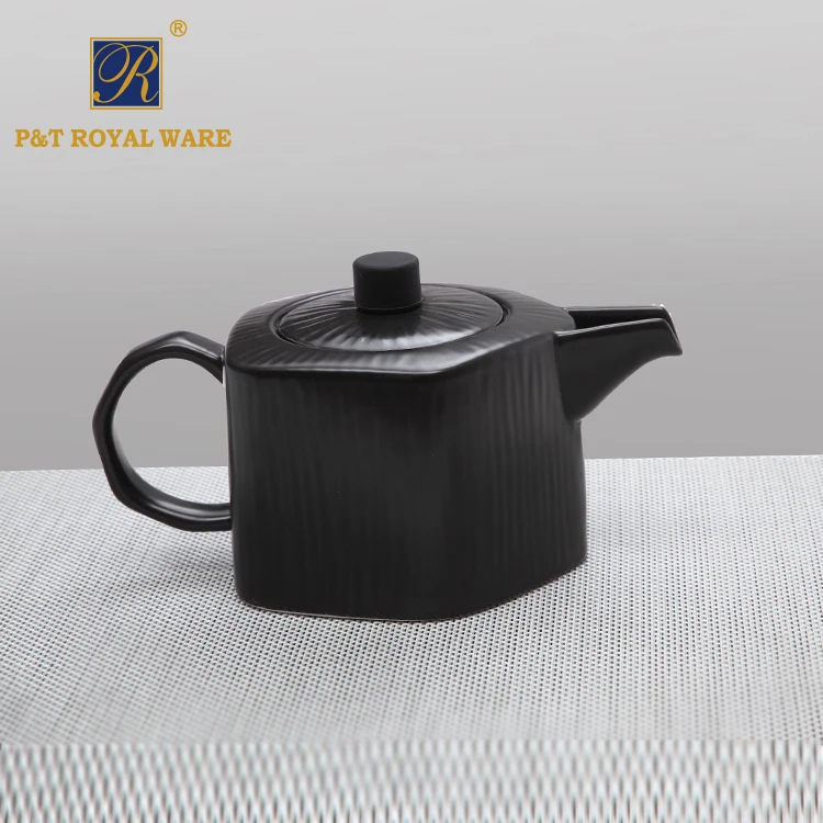 High quality promotional coffee tea sets black Color Glazed teapot and tea cups